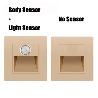 Motion Sensor Night Light AC 110V240V LED Recessed Staircase  Bedroom Wall Lamp With Auto OnOff Det 3