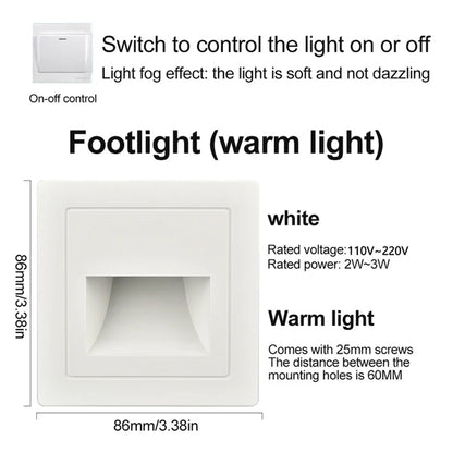 Motion Sensor Night Light AC 110V240V LED Recessed Staircase  Bedroom Wall Lamp With Auto OnOff Det 4