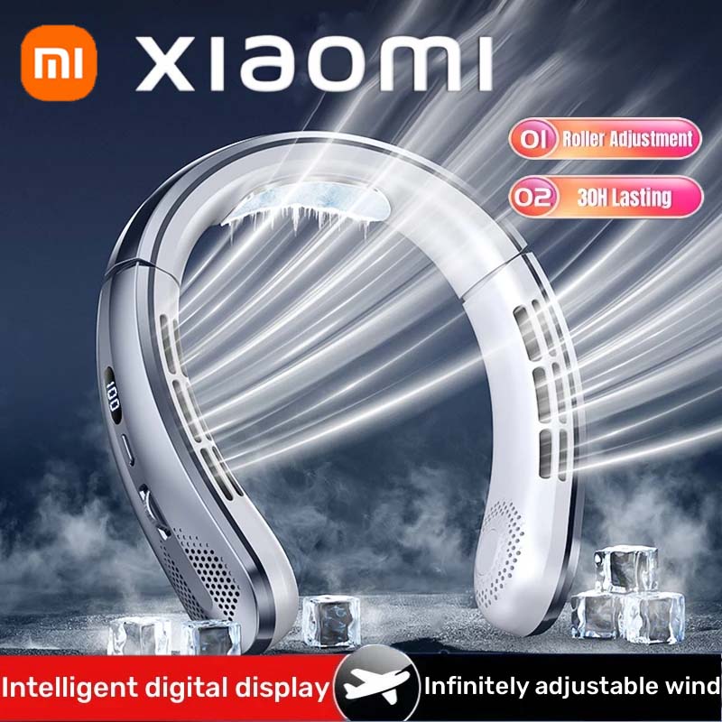 8000mAh Hanging Neck Fan Bladeless Portable USB Rechargeable Mute Fan With LED Digital Display Pers 1