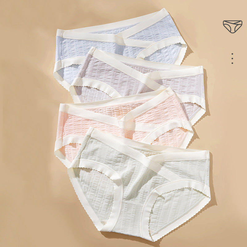 Traceless Ice Silk Pregnancy Panties Cotton Jacquard Mid Waist V Shaped Briefs Summer Maternity Bre 1