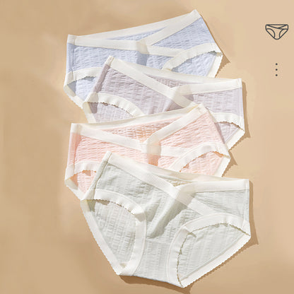 Traceless Ice Silk Pregnancy Panties Cotton Jacquard Mid Waist V Shaped Briefs Summer Maternity Bre 1