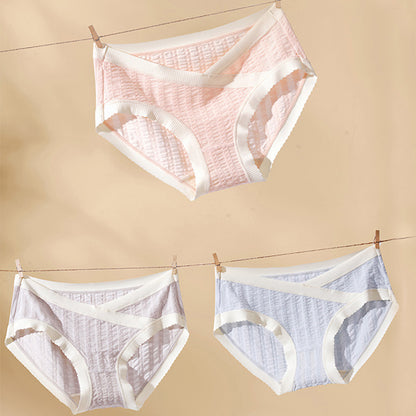 Traceless Ice Silk Pregnancy Panties Cotton Jacquard Mid Waist V Shaped Briefs Summer Maternity Bre 4