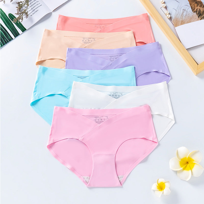 Seamless Women Maternity Panties for Pregnant, Ice Silk Low Waist Pregnancy Briefs, Summer Shorts Pants Underwear