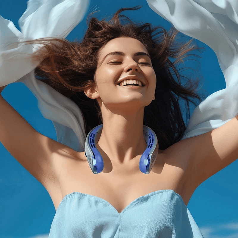 8000mAh Hanging Neck Fan, Bladeless Portable USB Rechargeable Mute Fan with LED Digital Display, Personal Air Cooler