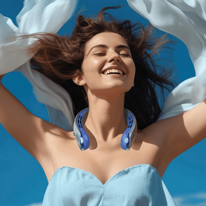 8000mAh Hanging Neck Fan, Bladeless Portable USB Rechargeable Mute Fan with LED Digital Display, Personal Air Cooler