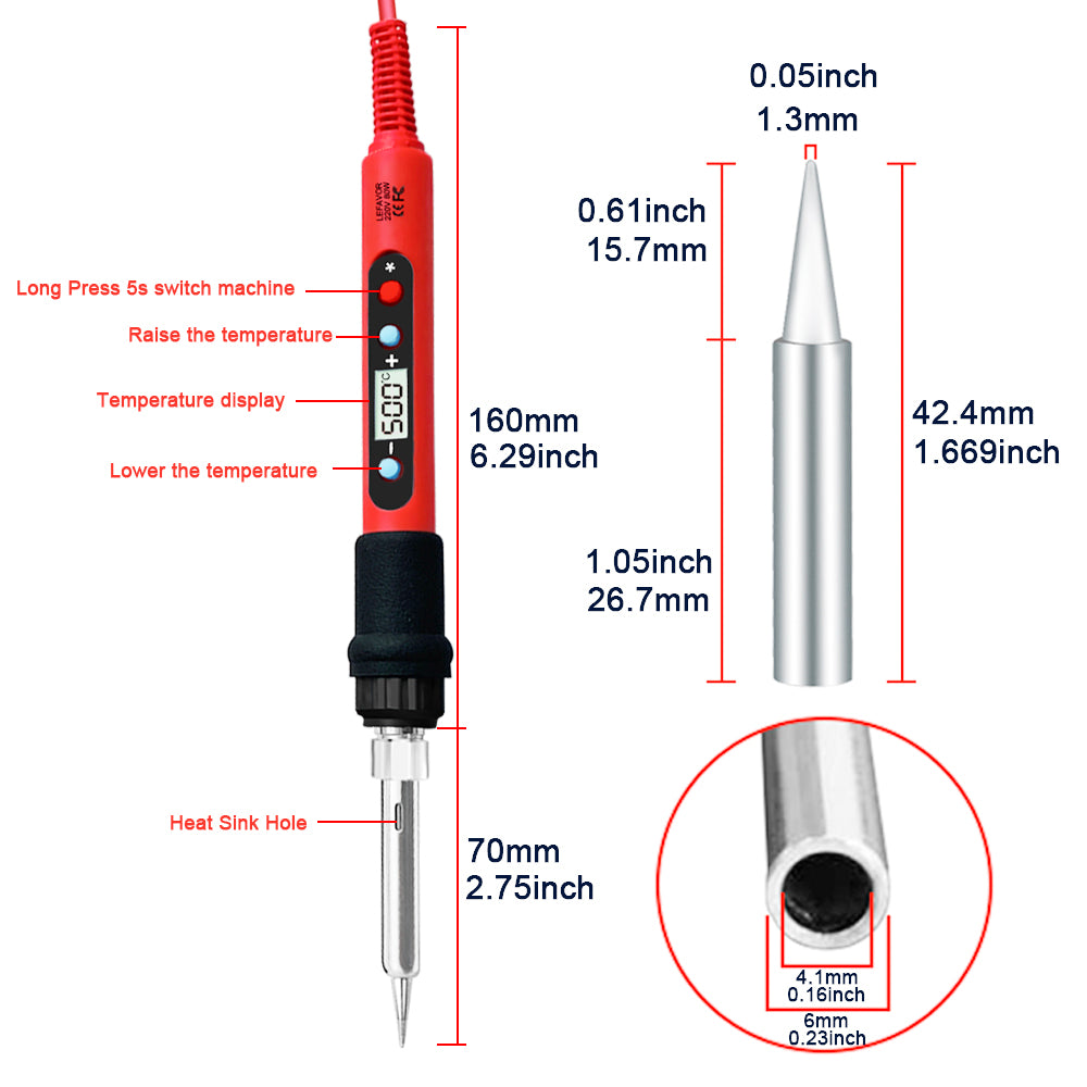 Professional 80W Soldering Iron Kit With Adjustable Temperature LCD Display Ceramic Heater Tips Twe 1
