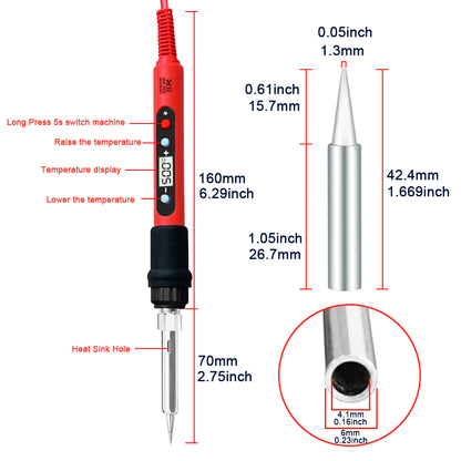 Professional 80W Soldering Iron Kit With Adjustable Temperature LCD Display Ceramic Heater Tips Twe 1