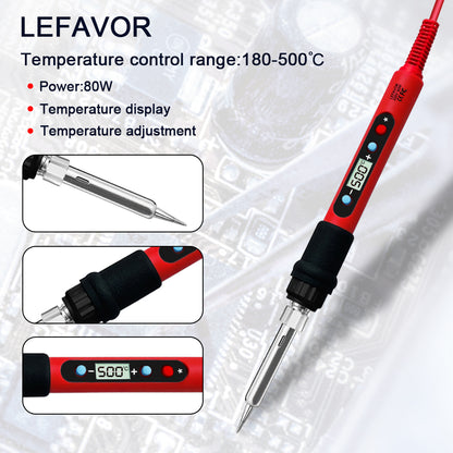 Professional 80W Soldering Iron Kit With Adjustable Temperature LCD Display Ceramic Heater Tips Twe 2