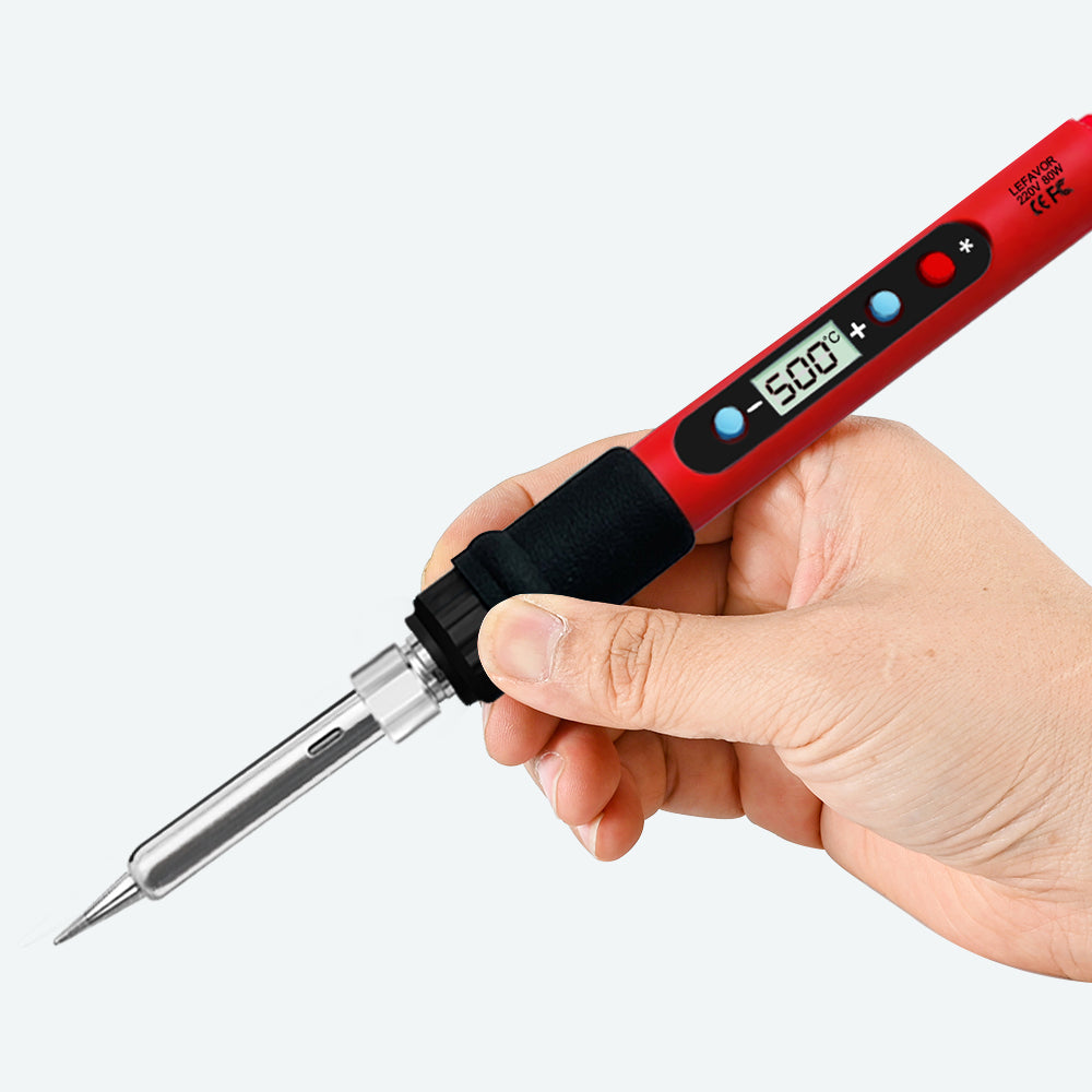 Professional 80W Soldering Iron Kit With Adjustable Temperature LCD Display Ceramic Heater Tips Twe 4