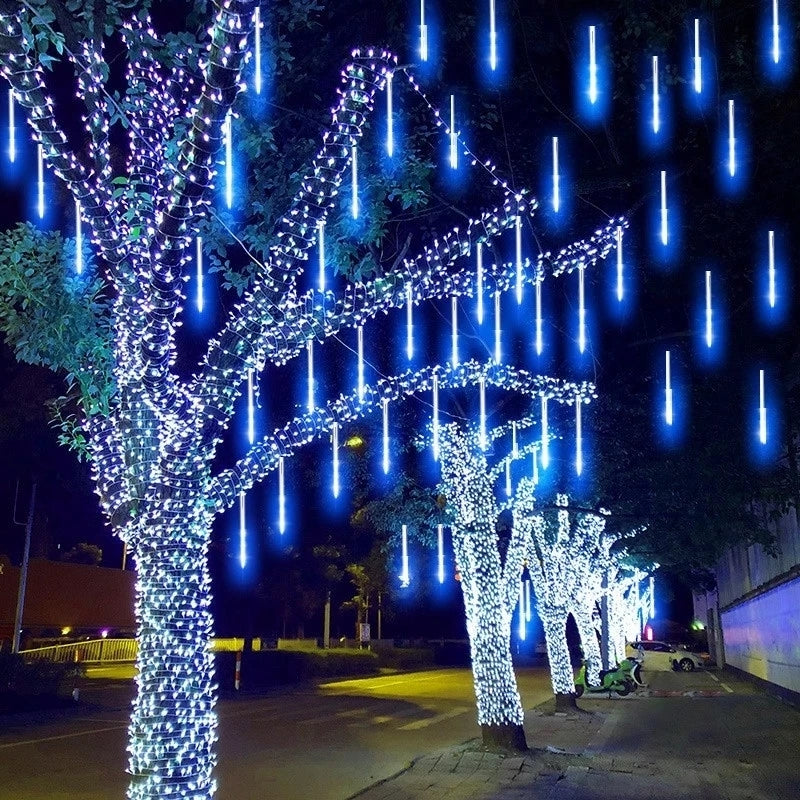 LED Meteor Shower Rain Lights Waterproof Falling Raindrop Fairy String Light For Christmas Holiday  3
