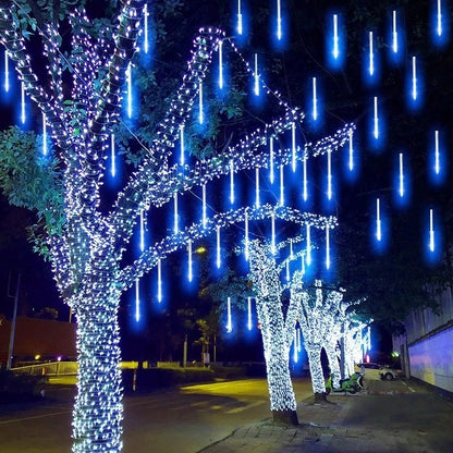 LED Meteor Shower Rain Lights Waterproof Falling Raindrop Fairy String Light For Christmas Holiday  3