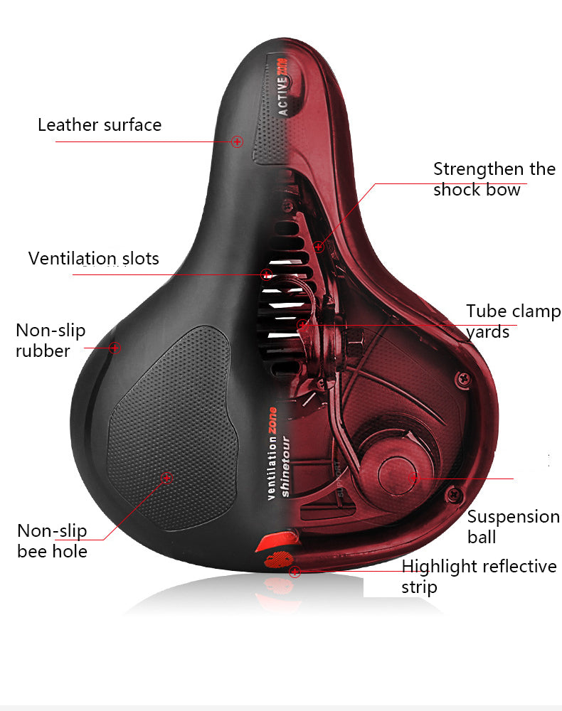 UltraComfort Wide Bike Saddle With Shock Absorbing  Reflective Design Hollow Breathable Seat For Ra 4