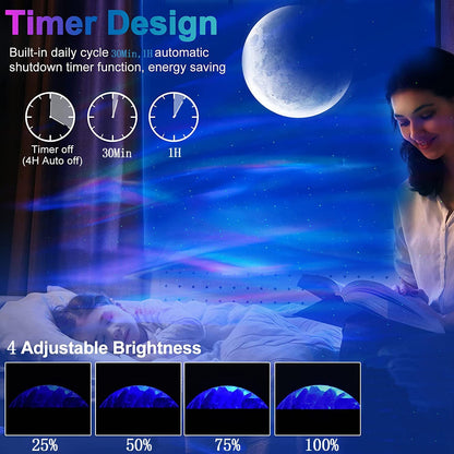 NEW Aurora Projector Lamp with Bluetooth Speaker, Northern Light Galaxy Star Projector, Moon Lamp for Bedroom Decor