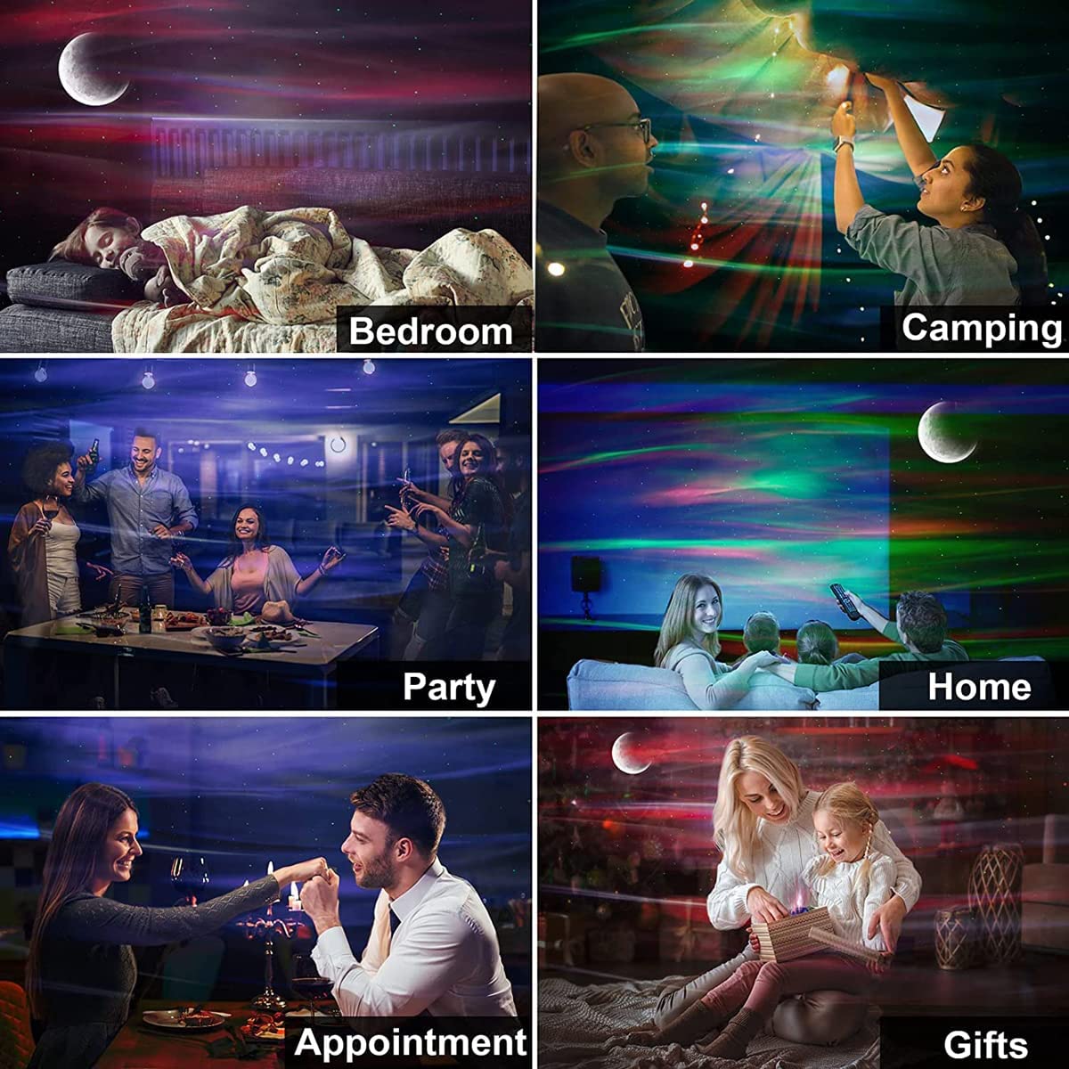 NEW Aurora Projector Lamp with Bluetooth Speaker, Northern Light Galaxy Star Projector, Moon Lamp for Bedroom Decor