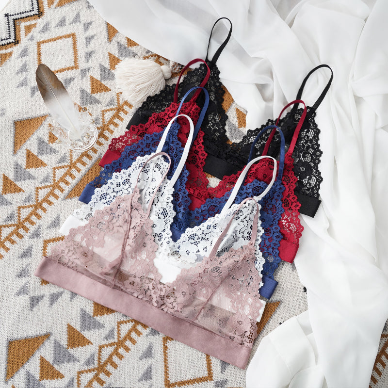 Female Unlined Transparent Bras Lace Sexy Lingerie Bralette, Sexy Bra For Woman Lace Thin Underwear Comfort