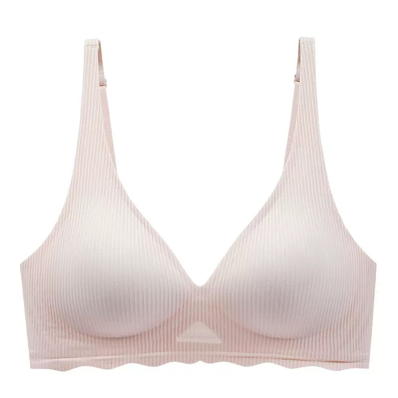 Beautiful Back Girls Underwear, Smooth and Seamless Versatile Striped Bra, Small Chest Push-up Anti-sagging Bra
