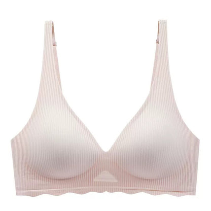 Beautiful Back Girls Underwear, Smooth and Seamless Versatile Striped Bra, Small Chest Push-up Anti-sagging Bra