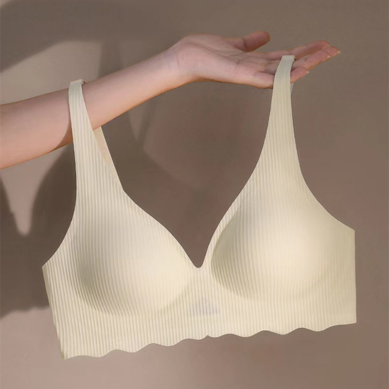 Beautiful Back Girls Underwear, Smooth and Seamless Versatile Striped Bra, Small Chest Push-up Anti-sagging Bra