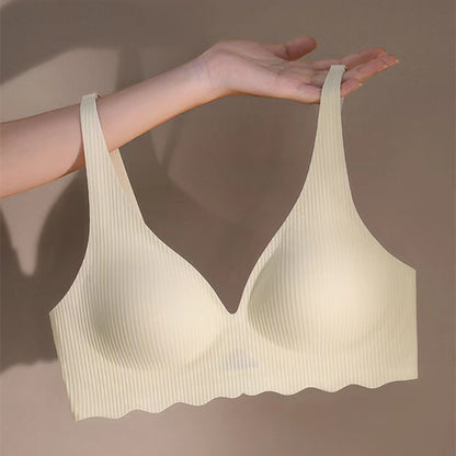 Beautiful Back Girls Underwear, Smooth and Seamless Versatile Striped Bra, Small Chest Push-up Anti-sagging Bra