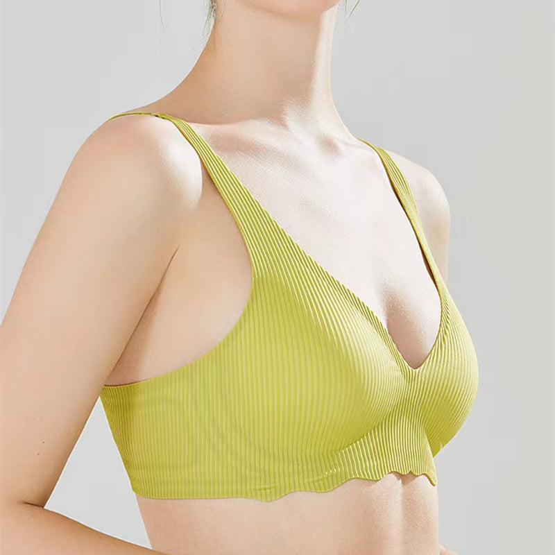 Beautiful Back Girls Underwear, Smooth and Seamless Versatile Striped Bra, Small Chest Push-up Anti-sagging Bra