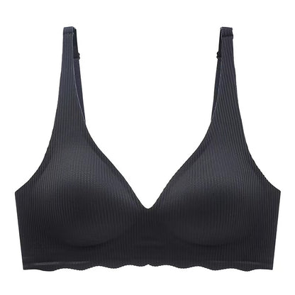 Beautiful Back Girls Underwear, Smooth and Seamless Versatile Striped Bra, Small Chest Push-up Anti-sagging Bra