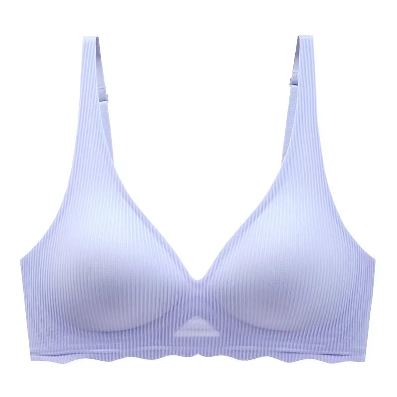 Beautiful Back Girls Underwear, Smooth and Seamless Versatile Striped Bra, Small Chest Push-up Anti-sagging Bra
