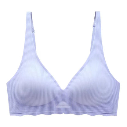 Beautiful Back Girls Underwear, Smooth and Seamless Versatile Striped Bra, Small Chest Push-up Anti-sagging Bra