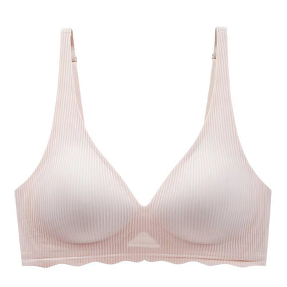 Beautiful Back Girls Underwear, Smooth and Seamless Versatile Striped Bra, Small Chest Push-up Anti-sagging Bra