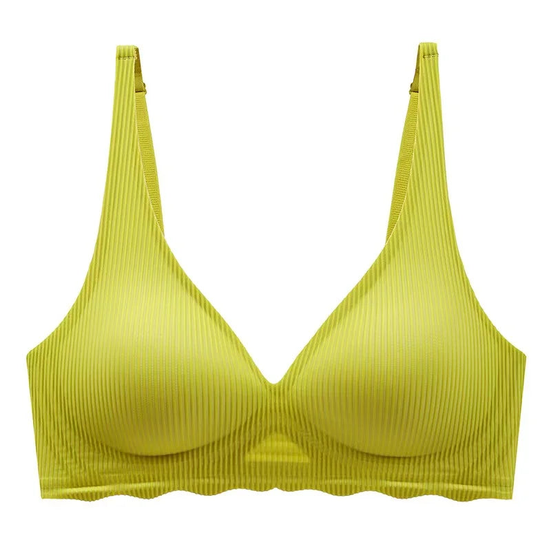 Beautiful Back Girls Underwear, Smooth and Seamless Versatile Striped Bra, Small Chest Push-up Anti-sagging Bra