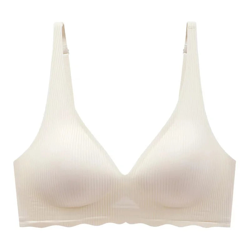 Beautiful Back Girls Underwear, Smooth and Seamless Versatile Striped Bra, Small Chest Push-up Anti-sagging Bra