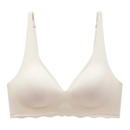 Beautiful Back Girls Underwear, Smooth and Seamless Versatile Striped Bra, Small Chest Push-up Anti-sagging Bra