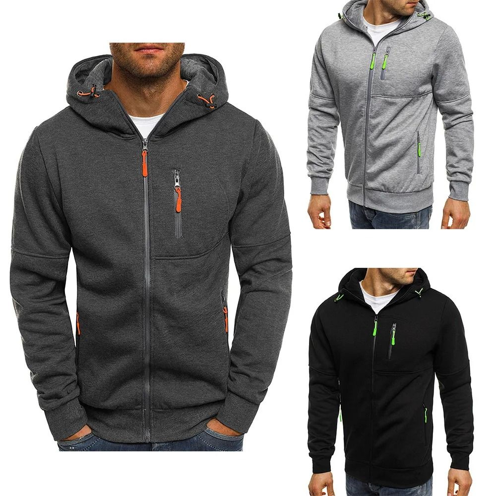 Mens Lightweight Hoodie with Full Length Zipper