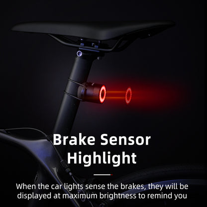 USB Charging Bike Tail Light with Smart Brake Light, Waterproof Cycling Rear Light for MTB & Road Bike Safety