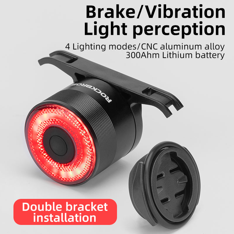 USB Charging Bike Tail Light with Smart Brake Light, Waterproof Cycling Rear Light for MTB & Road Bike Safety
