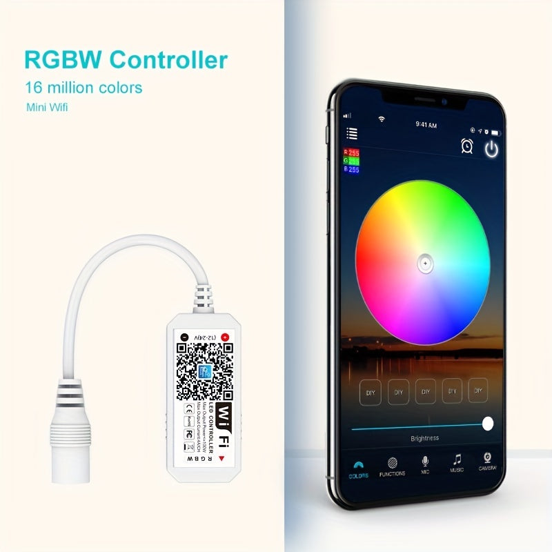 Magic Home WiFi RGBW RGB Controller for LED Strips, Works with Alexa, Google Home, Voice Control, DC12-24V Dimmer