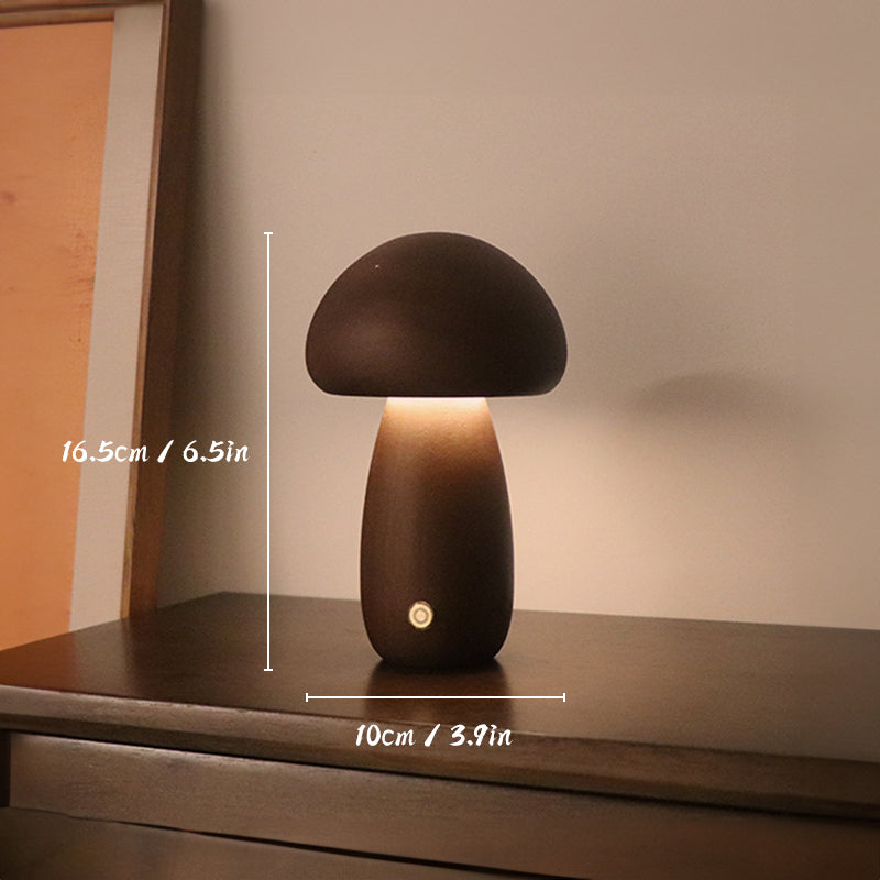 Wooden Mushrooms Night Light Bedroom Bedside Table Lamp Walnut Beech Wood Warm Dimmable Desk Light  9