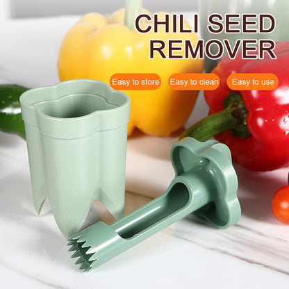 Quick-Core Kitchen Tool: 2-in-1 Seed Remover for Peppers and Fruit, Reusable, Portable Vegetable Coring Tool for Easy M