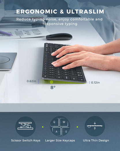 MultiDevice Bluetooth Keyboard  Mouse Combo Seenda Rechargeable Slim Wireless Set For WinMac Laptop 1