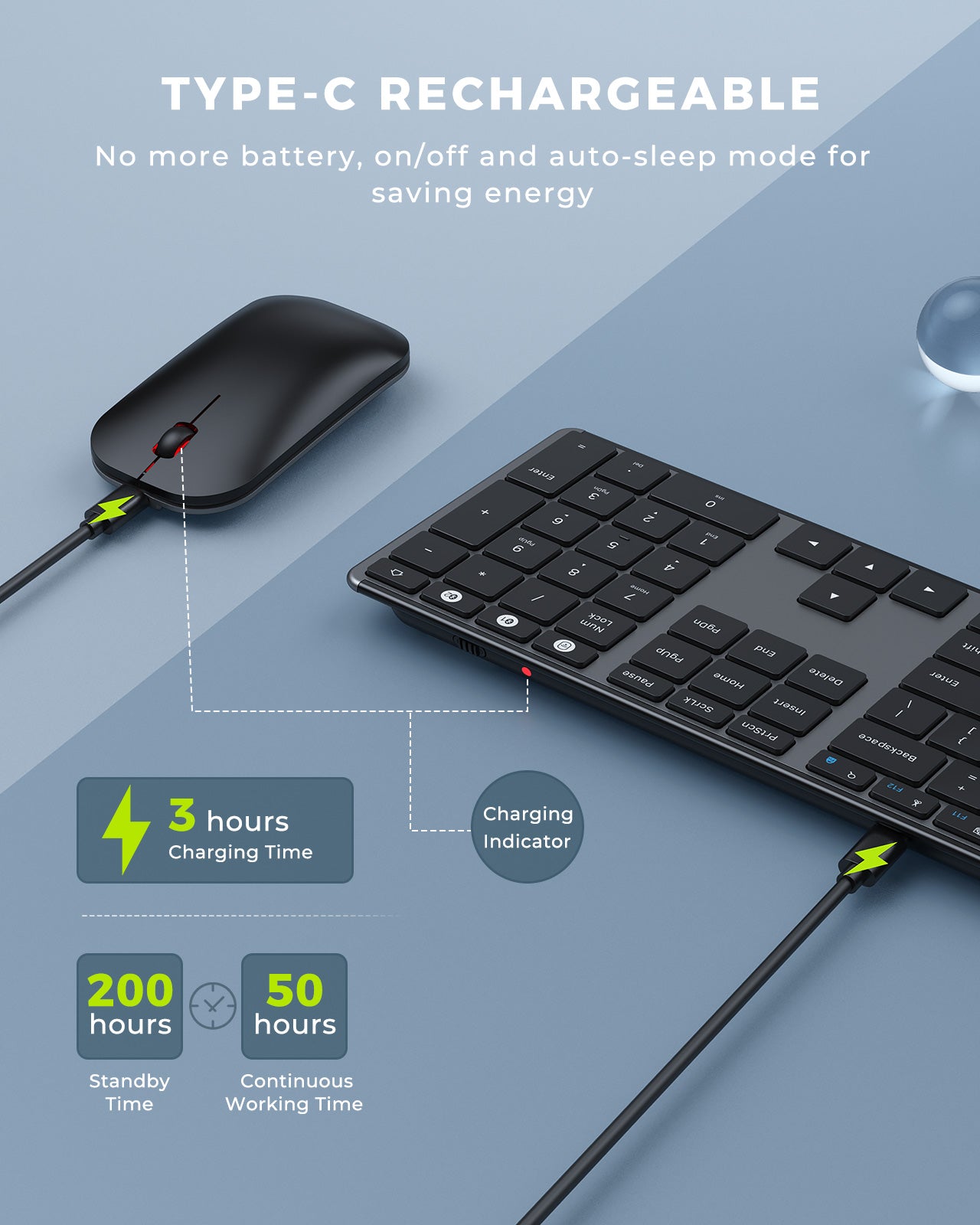 MultiDevice Bluetooth Keyboard  Mouse Combo Seenda Rechargeable Slim Wireless Set For WinMac Laptop 3