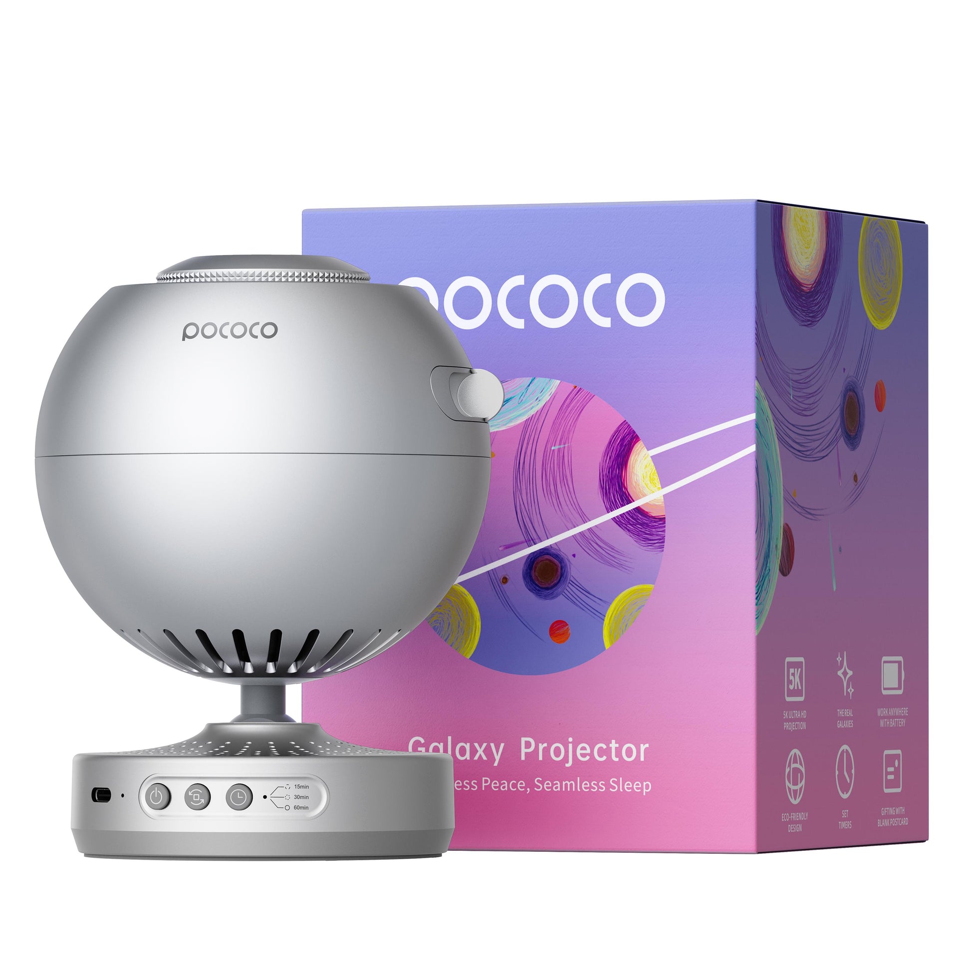 POCOCO Galaxy Projector Star Projector, Kids Night Light with High-Definition Soft Light & Built-in Stars