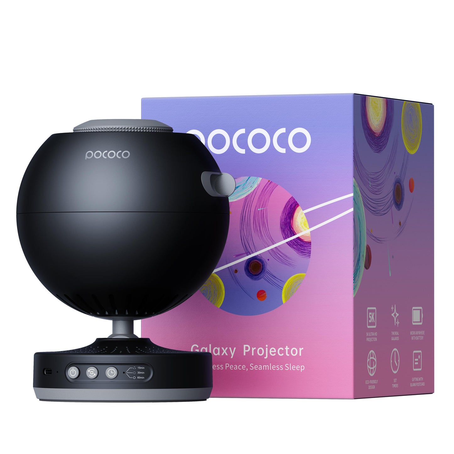 POCOCO Galaxy Projector Star Projector, Kids Night Light with High-Definition Soft Light & Built-in Stars