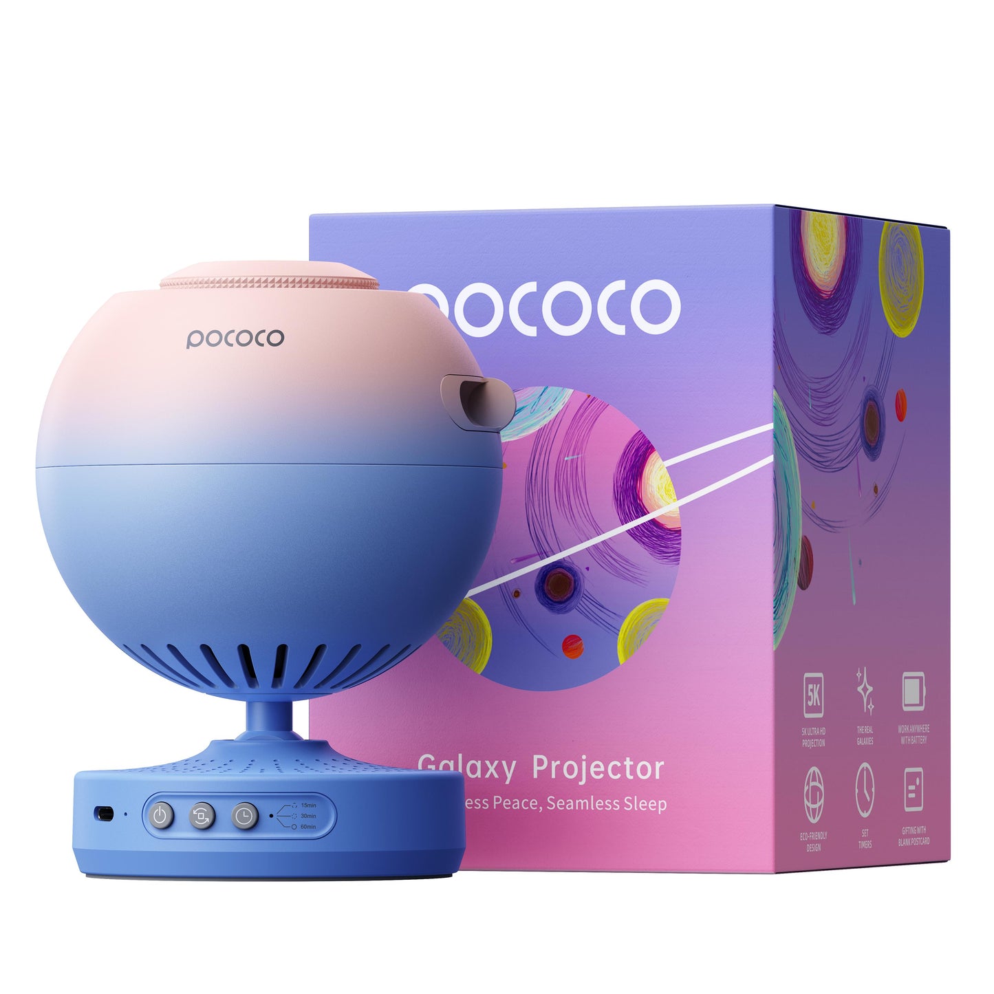 POCOCO Galaxy Projector Star Projector, Kids Night Light with High-Definition Soft Light & Built-in Stars