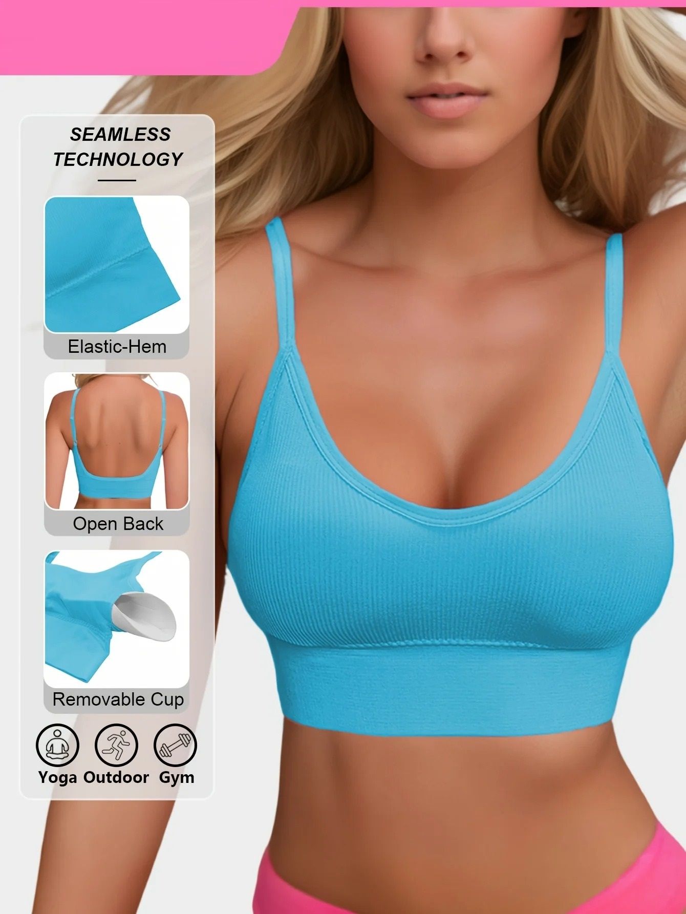 Ribbed Yoga Halter Sports Bra 4