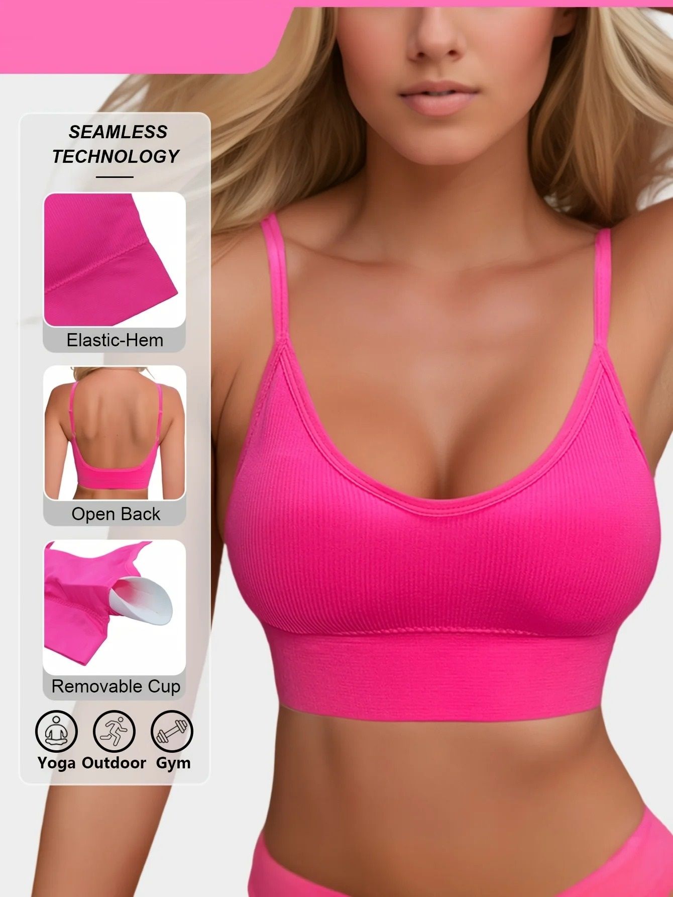 Ribbed Yoga Halter Sports Bra 1