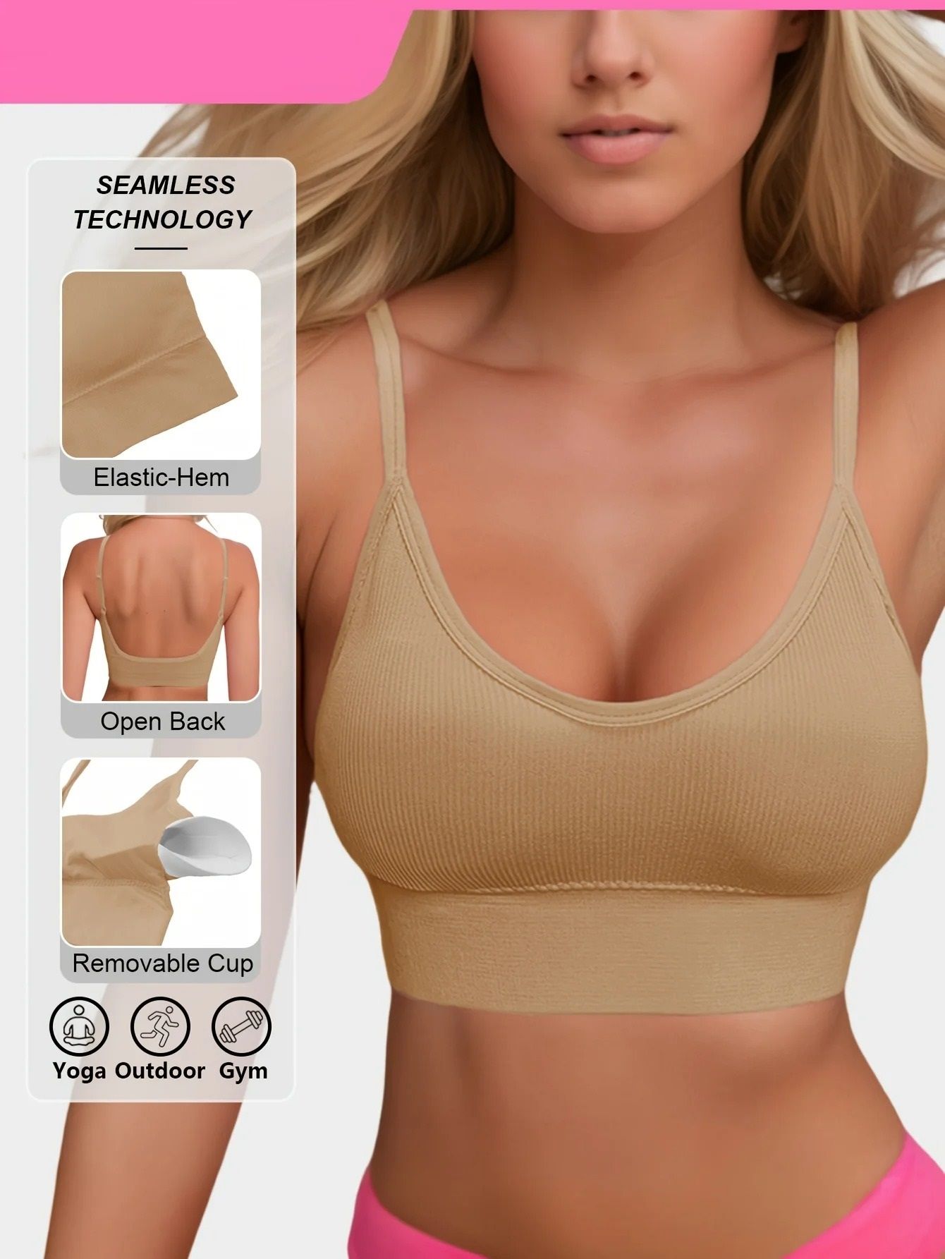 Ribbed Yoga Halter Sports Bra 2