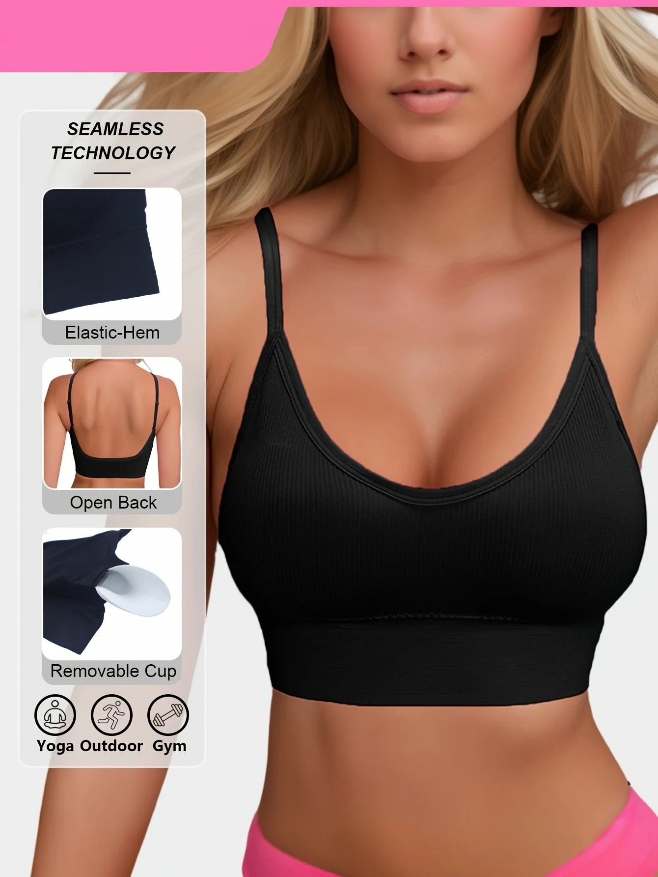 Ribbed Yoga Halter Sports Bra 3