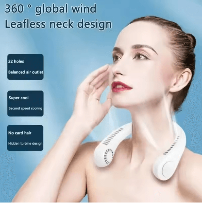 Portable Neck Fan Bladeless Rechargeable Air Cooler With 3 Speed Settings 2