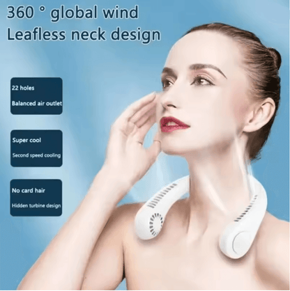 Portable Neck Fan Bladeless Rechargeable Air Cooler With 3 Speed Settings 2