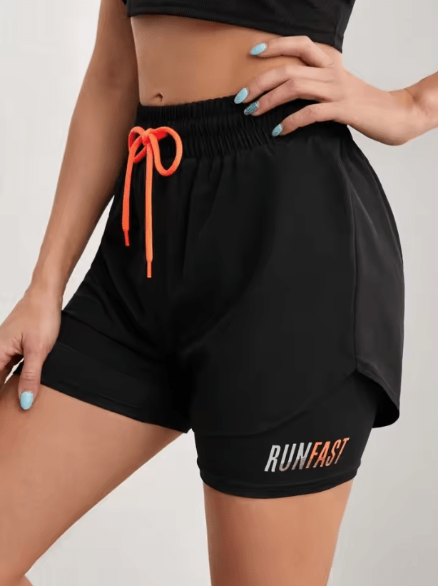 Womens High Rise Yoga Shorts With Inner Layer Running Two In One Design 1