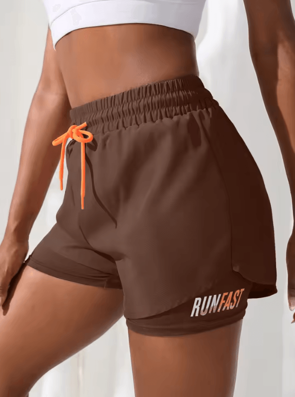 Womens High Rise Yoga Shorts With Inner Layer Running Two In One Design 2